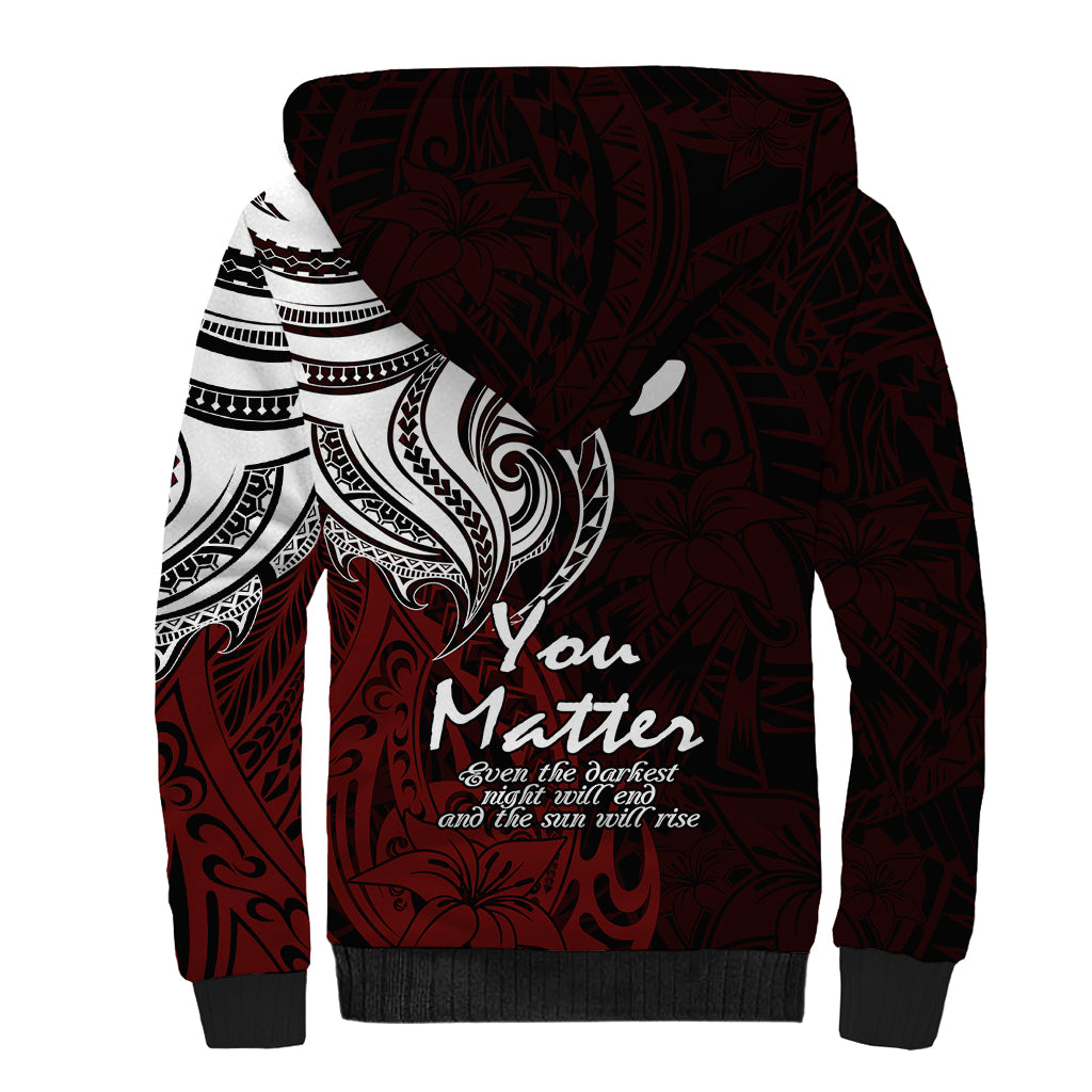 Your Matter Suicide Prevention Sherpa Hoodie Red Polynesian Tribal LT9 - Polynesian Pride