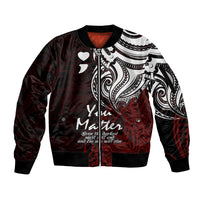 Your Matter Suicide Prevention Sleeve Zip Bomber Jacket Red Polynesian Tribal LT9 Unisex Red - Polynesian Pride