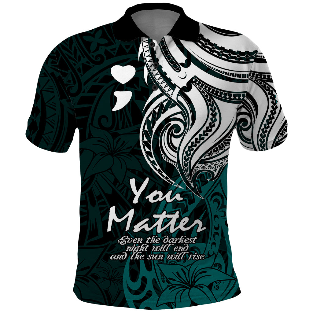 Your Matter Suicide Prevention Polo Shirt Turqoise Polynesian Tribal LT9 Turquoise - Polynesian Pride