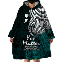 Your Matter Suicide Prevention Wearable Blanket Hoodie Turqoise Polynesian Tribal LT9 - Polynesian Pride