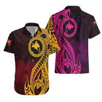 Papua New Guinea Island Hawaiian Shirt Bird of Paradise with Gold Polynesian Tribal LT9 - Polynesian Pride