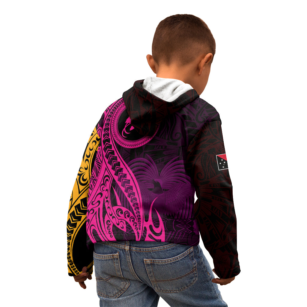 Papua New Guinea Island Kid Hoodie Bird of Paradise with Gold Polynesian Tribal LT9 - Polynesian Pride