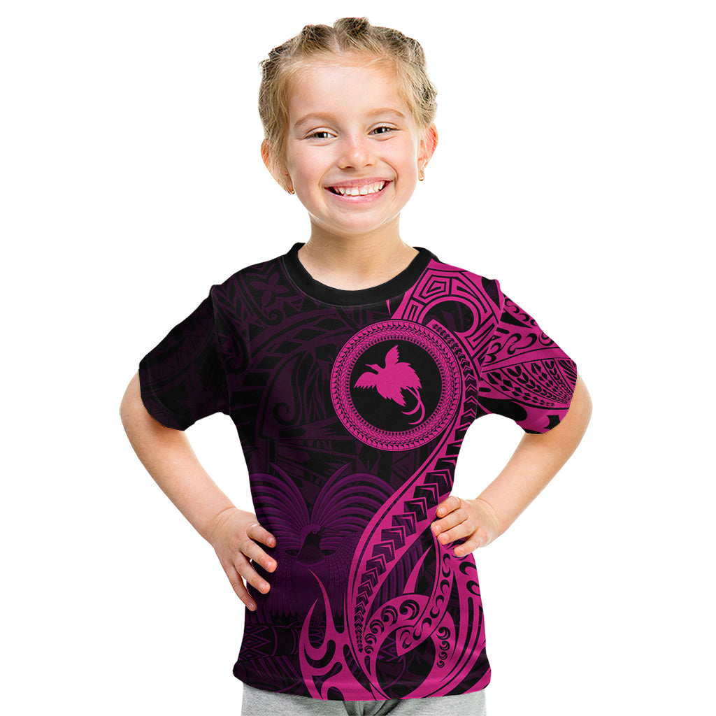Papua New Guinea Island Kid T Shirt Bird of Paradise with Pink Polynesian Tribal LT9 Pink - Polynesian Pride