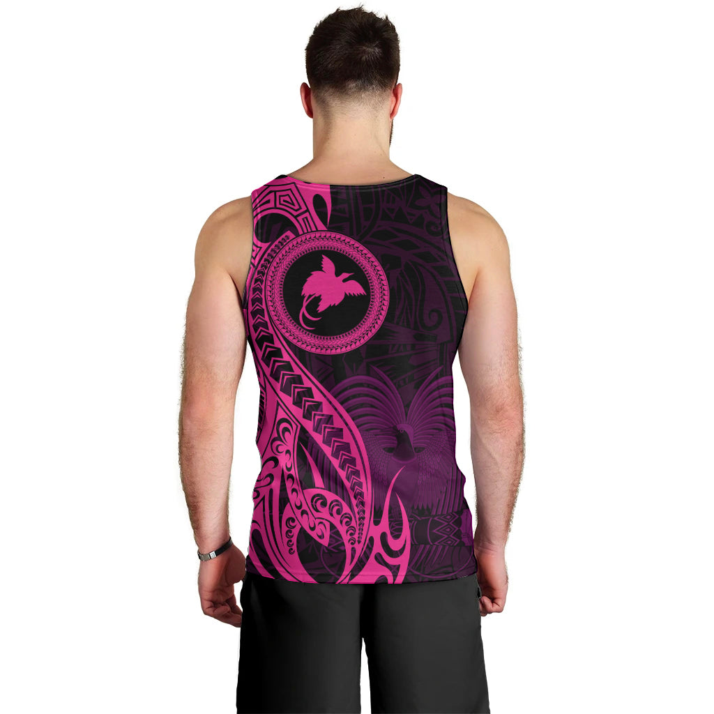 Papua New Guinea Island Men Tank Top Bird of Paradise with Pink Polynesian Tribal LT9 - Polynesian Pride
