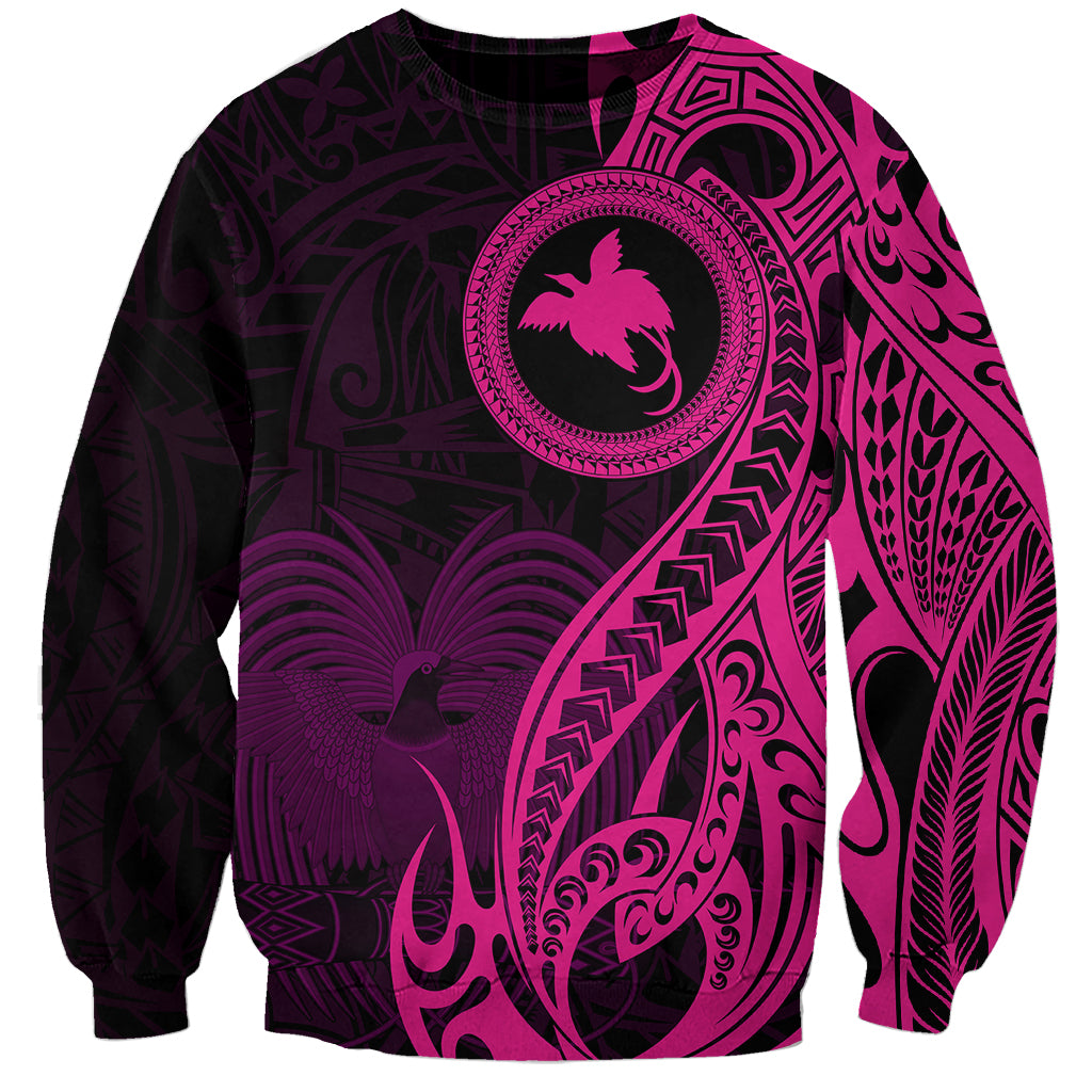 Papua New Guinea Island Sweatshirt Bird of Paradise with Pink Polynesian Tribal LT9 Unisex Pink - Polynesian Pride