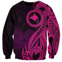 Papua New Guinea Island Sweatshirt Bird of Paradise with Pink Polynesian Tribal LT9 Unisex Pink - Polynesian Pride