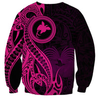 Papua New Guinea Island Sweatshirt Bird of Paradise with Pink Polynesian Tribal LT9 - Polynesian Pride