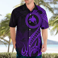Papua New Guinea Island Hawaiian Shirt Bird of Paradise with Purple Polynesian Tribal LT9 - Polynesian Pride