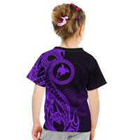 Papua New Guinea Island Kid T Shirt Bird of Paradise with Purple Polynesian Tribal LT9 - Polynesian Pride