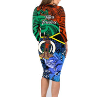 tafea-day-family-matching-long-sleeve-bodycon-dress-and-hawaiian-shirt-vanuatu-sand-drawing-with-polynesian-pattern