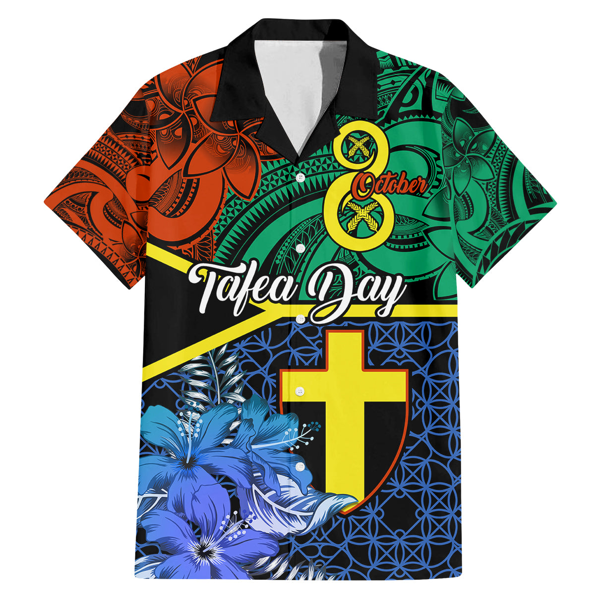 tafea-day-family-matching-mermaid-dress-and-hawaiian-shirt-vanuatu-sand-drawing-with-polynesian-pattern