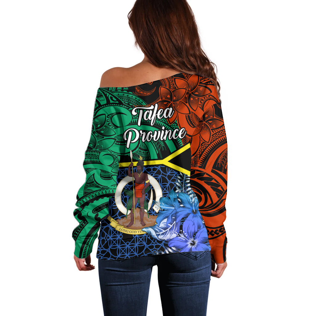 Tafea Day Off Shoulder Sweater Vanuatu Sand Drawing With Polynesian Pattern LT9 - Polynesian Pride