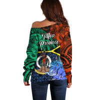 Tafea Day Off Shoulder Sweater Vanuatu Sand Drawing With Polynesian Pattern LT9 - Polynesian Pride