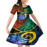 personalised-tafea-day-kid-short-sleeve-dress-vanuatu-sand-drawing-with-polynesian-pattern