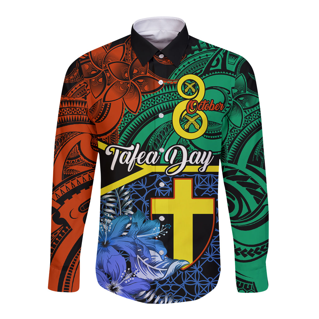 Personalised Tafea Day Long Sleeve Button Shirt Vanuatu Sand Drawing With Polynesian Pattern LT9 Unisex Blue - Polynesian Pride