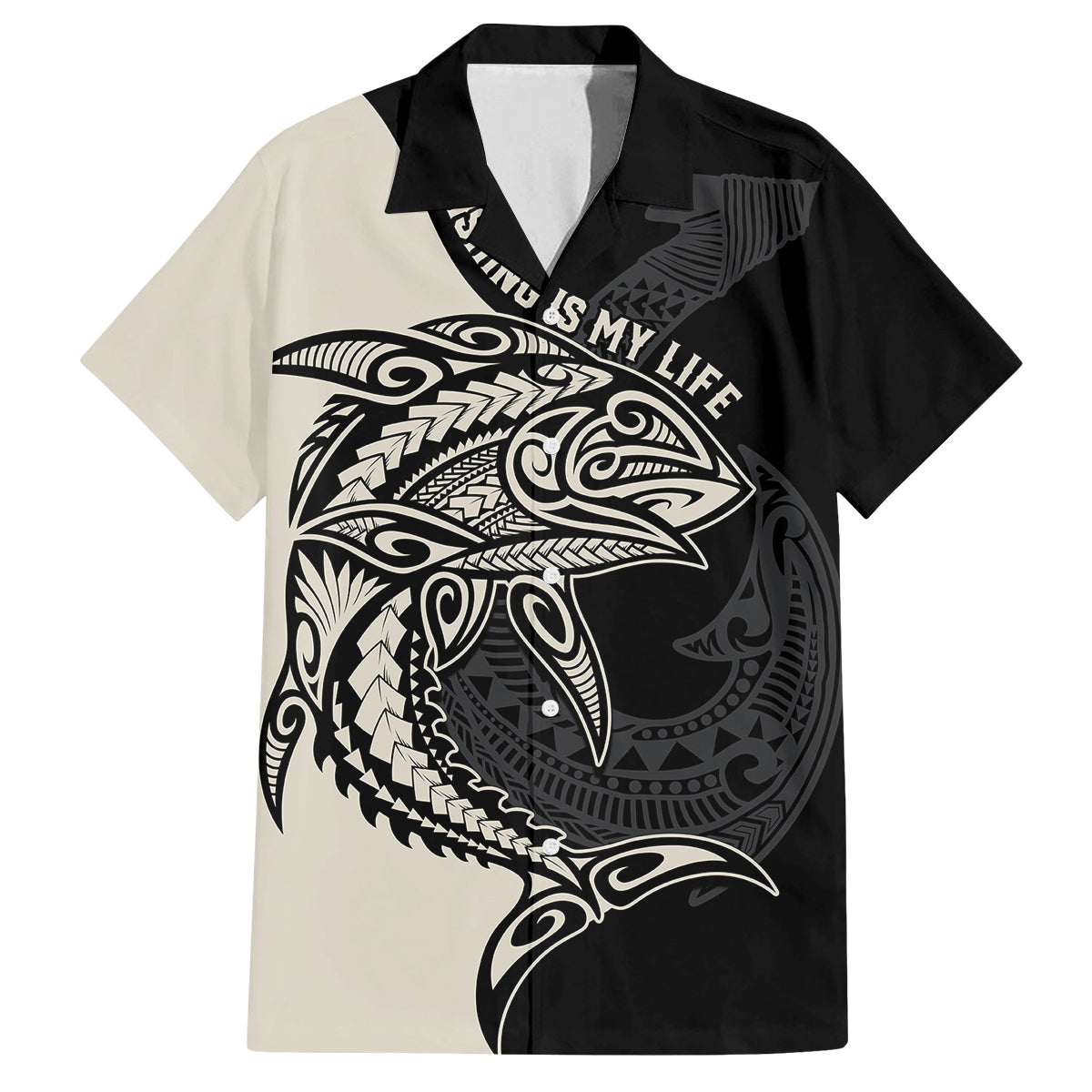 Personalised Polynesia Fishing Family Matching Puletasi Dress and Hawaiian Shirt With Maori Hei Matau Fish Hook Gold Art LT9 Dad's Shirt - Short Sleeve Gold - Polynesian Pride