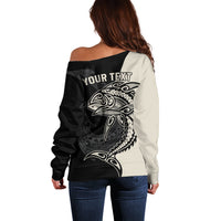 Personalised Polynesia Fishing Off Shoulder Sweater With Maori Hei Matau Fish Hook Gold Art LT9 - Polynesian Pride