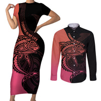 personalised-polynesia-fishing-couples-matching-short-sleeve-bodycon-dress-and-long-sleeve-button-shirts-with-maori-hei-matau-fish-hook-pink-art