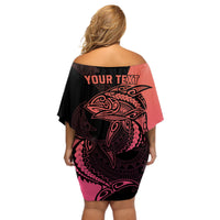 personalised-polynesia-fishing-off-shoulder-short-dress-with-maori-hei-matau-fish-hook-pink-art
