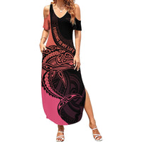 personalised-polynesia-fishing-summer-maxi-dress-with-maori-hei-matau-fish-hook-pink-art