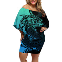 personalised-polynesia-fishing-off-shoulder-short-dress-with-maori-hei-matau-fish-hook-turquoise-art