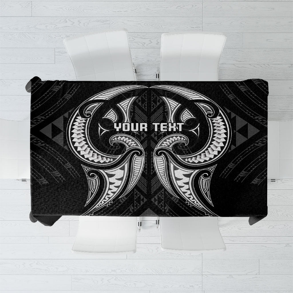 Maori Rugby Custom Ngaru Mangopare Tablecloth Black Whetu Niho Taniwha Motif LT9 Black - Polynesian Pride