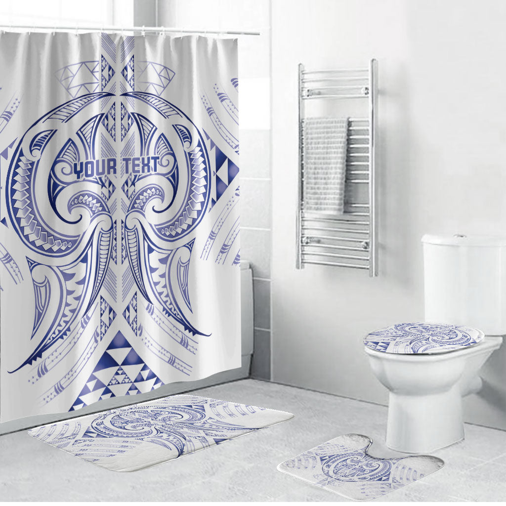Maori Rugby Custom Ngaru Mangopare Bathroom Set Kikorangi Niho Taniwha Motif LT9 Bathroom Set (4 pcs) Blue - Polynesian Pride