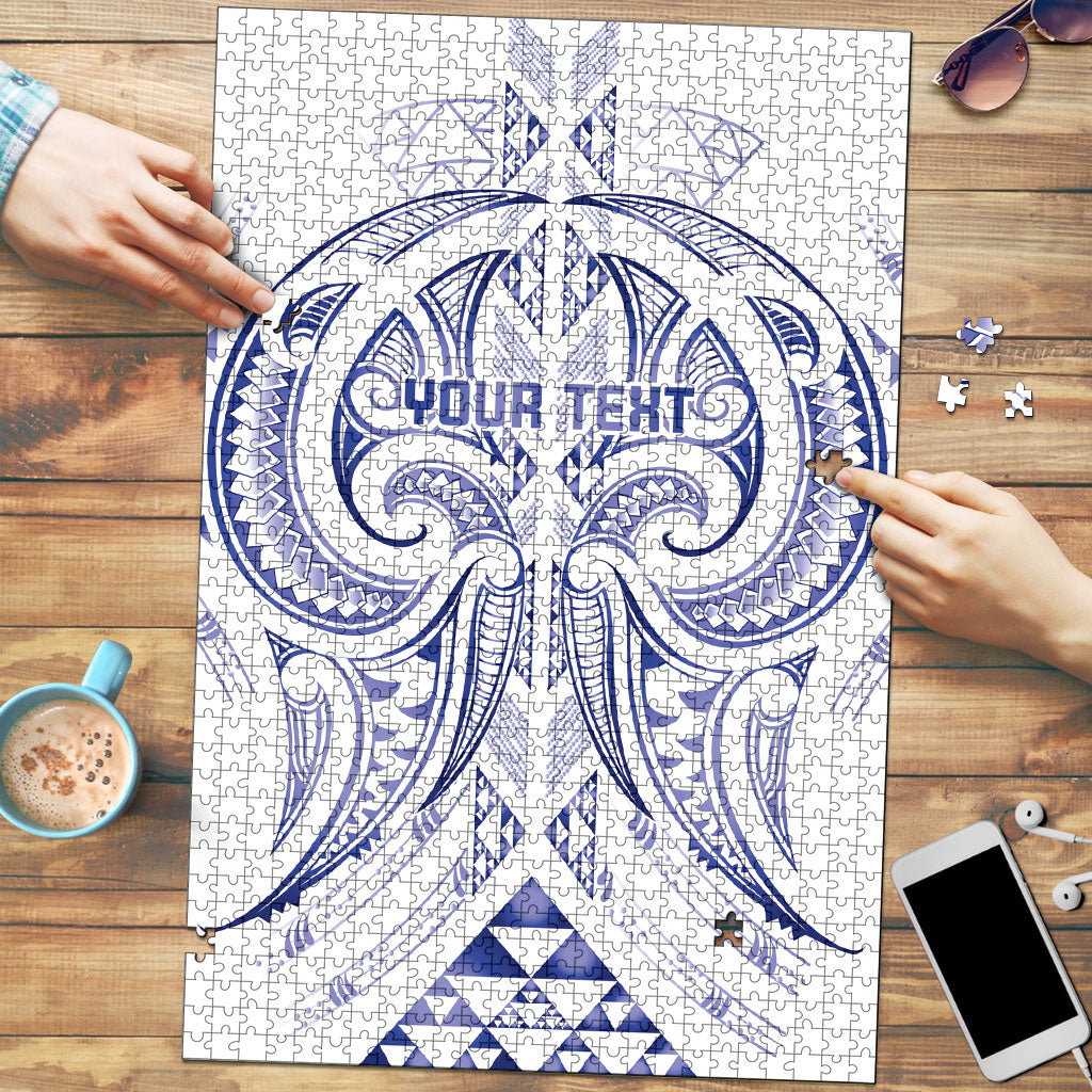 Maori Rugby Custom Ngaru Mangopare Puzzle Kikorangi Niho Taniwha Motif LT9 Blue - Polynesian Pride