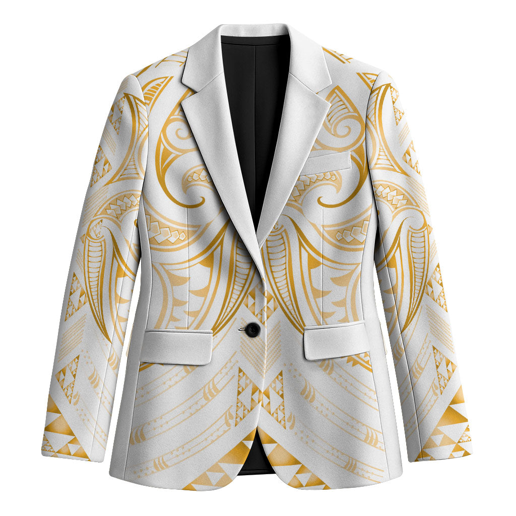 Maori Rugby Custom Ngaru Mangopare Blazer Koura Niho Taniwha Motif LT9 Unisex Gold - Polynesian Pride