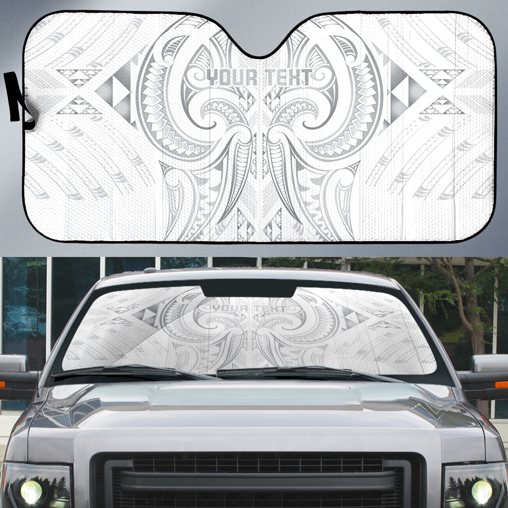Maori Rugby Custom Ngaru Mangopare Auto Sun Shade Kiwikiwi Niho Taniwha Motif LT9 Grey - Polynesian Pride