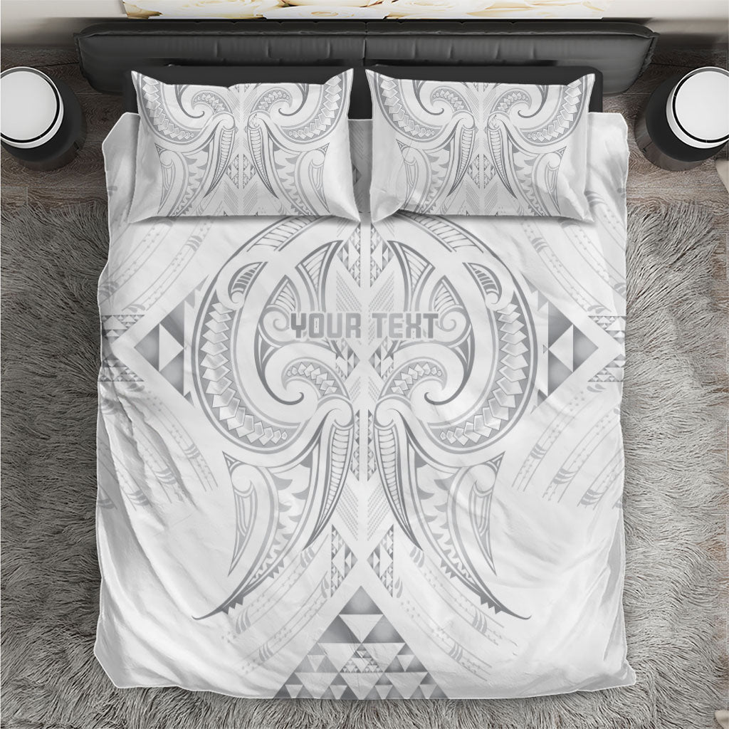 Maori Rugby Custom Ngaru Mangopare Bedding Set Kiwikiwi Niho Taniwha Motif LT9 Grey - Polynesian Pride