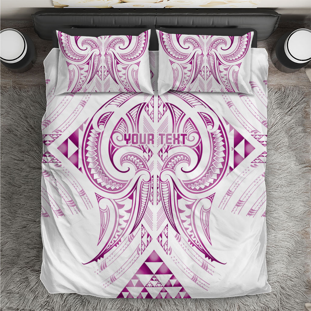 Maori Rugby Custom Ngaru Mangopare Bedding Set Mawhero Niho Taniwha Motif LT9 Pink - Polynesian Pride