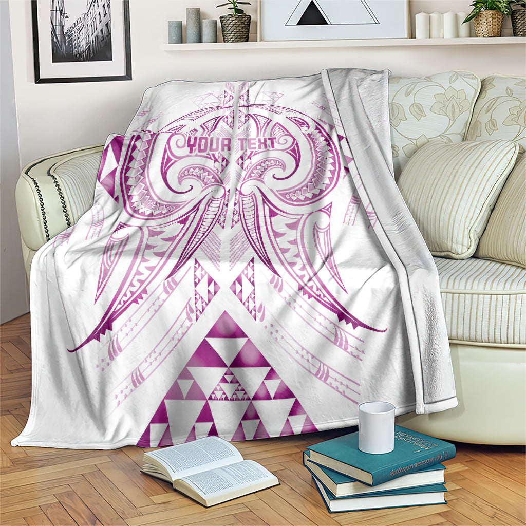 Maori Rugby Custom Ngaru Mangopare Blanket Mawhero Niho Taniwha Motif LT9 Pink - Polynesian Pride