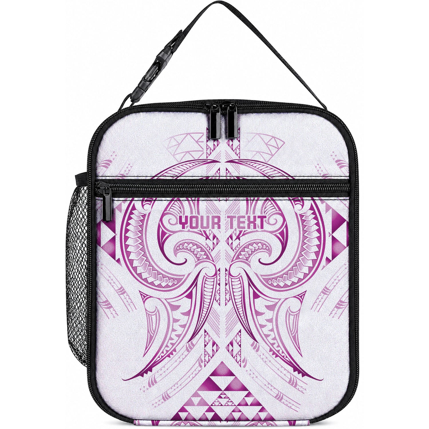 Maori Rugby Custom Ngaru Mangopare Lunch Bag Mawhero Niho Taniwha Motif LT9 10.2 × 8.3 × 4.3 inch Pink - Polynesian Pride
