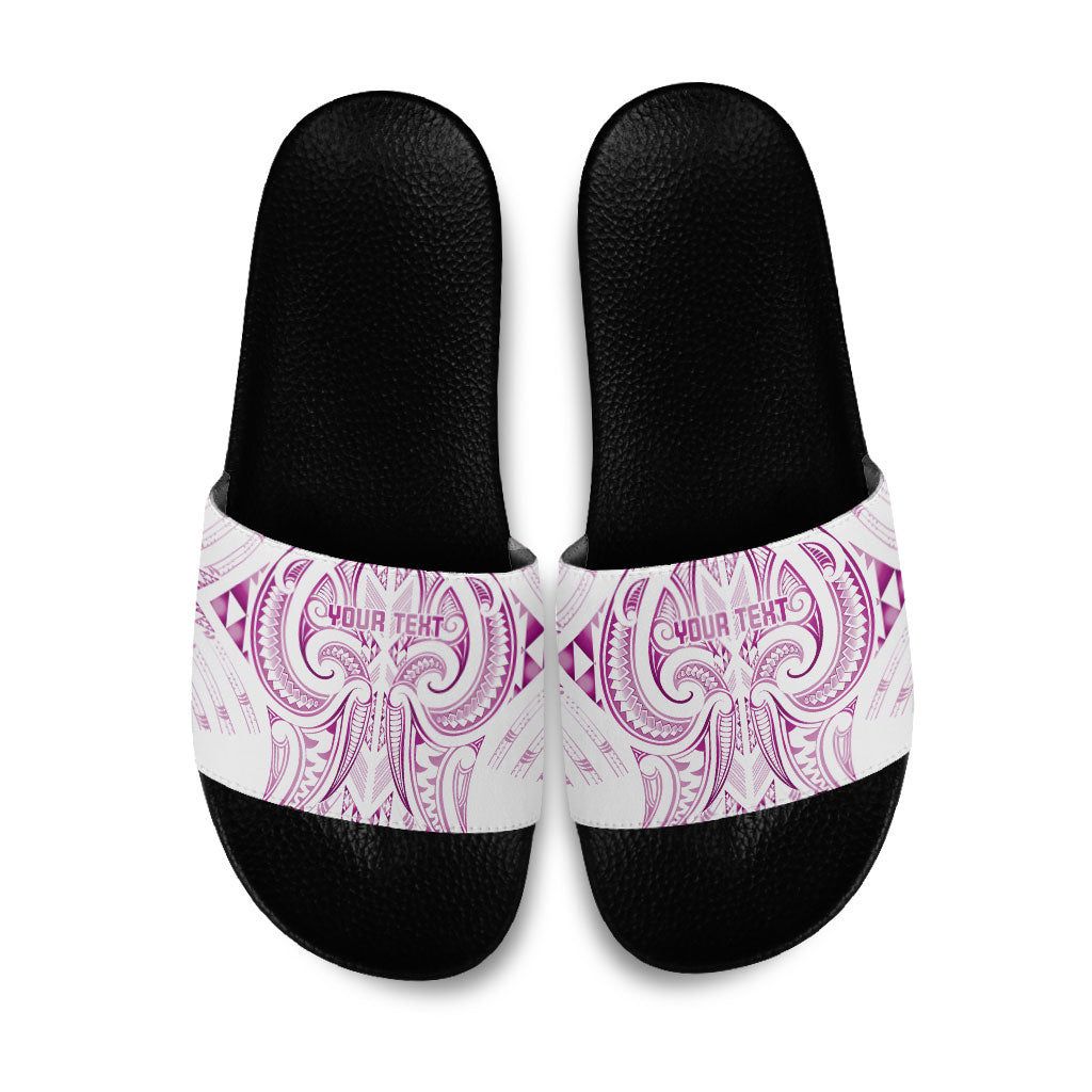 Maori Rugby Custom Ngaru Mangopare Slide Sandals Mawhero Niho Taniwha Motif LT9 Pink - Polynesian Pride