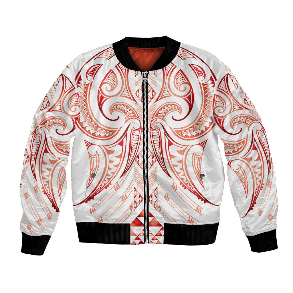Maori Rugby Custom Ngaru Mangopare Bomber Jacket Whero Niho Taniwha Motif LT9 Unisex Red - Polynesian Pride