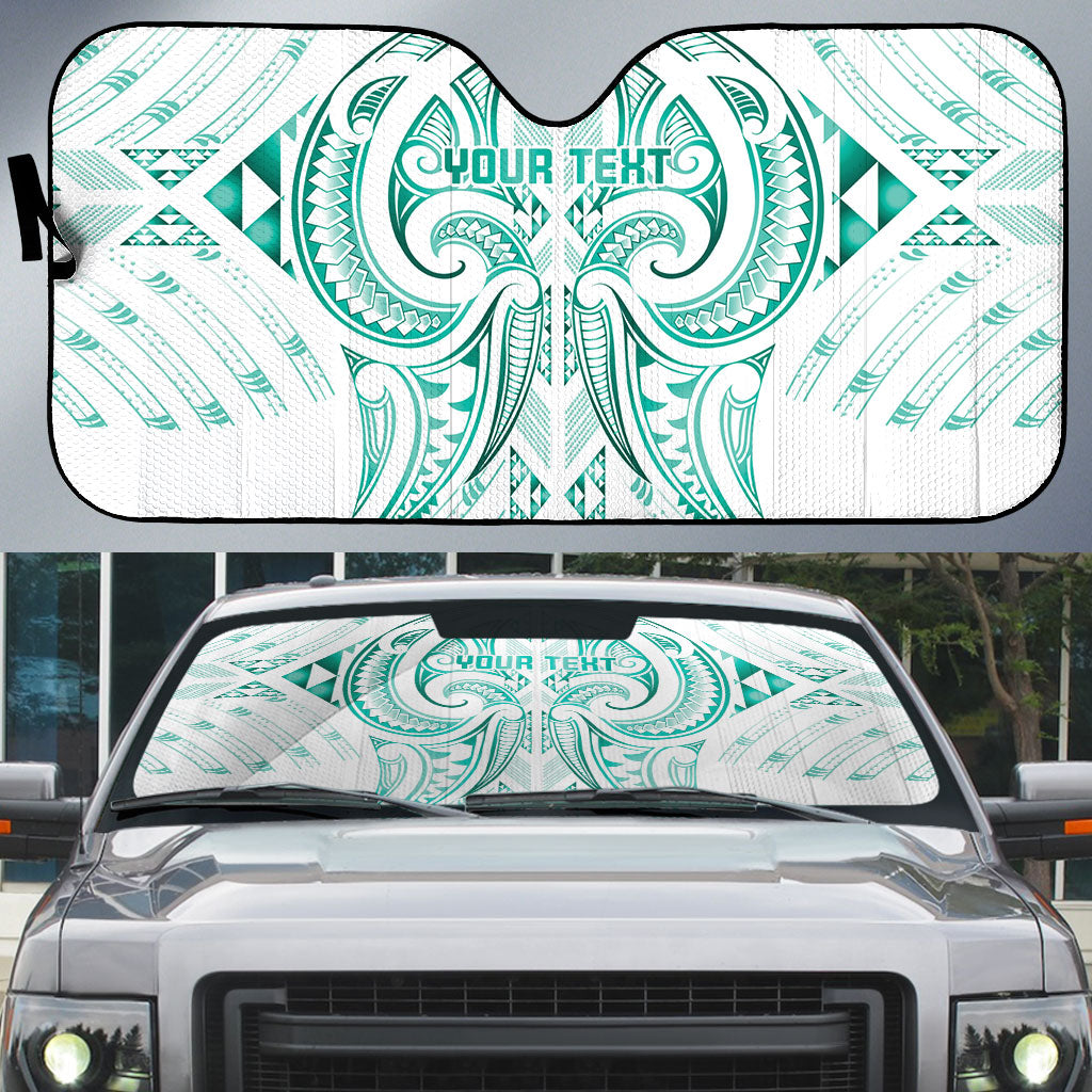 Maori Rugby Custom Ngaru Mangopare Auto Sun Shade Karikiorangi Taniwha Motif LT9 Turquoise - Polynesian Pride