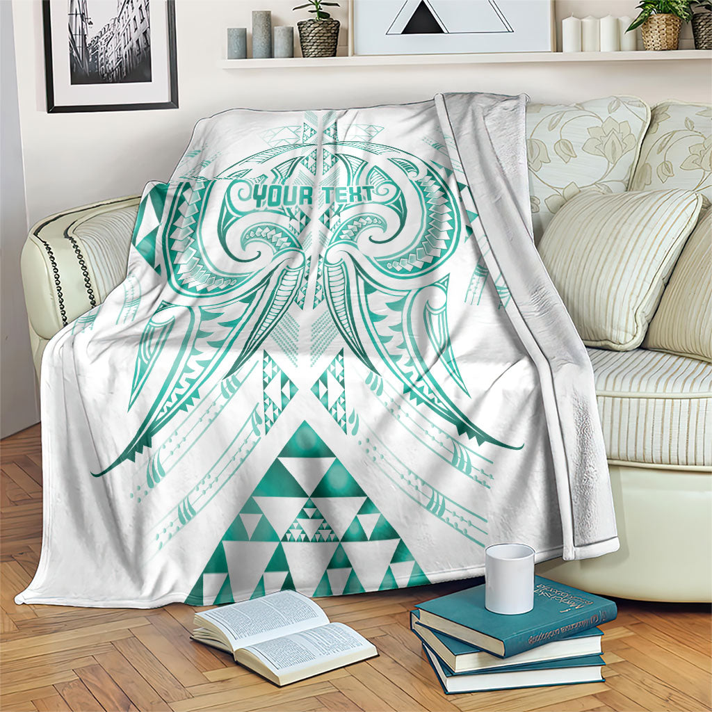 Maori Rugby Custom Ngaru Mangopare Blanket Karikiorangi Taniwha Motif LT9 Turquoise - Polynesian Pride