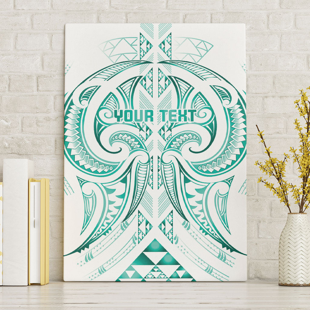 Maori Rugby Custom Ngaru Mangopare Canvas Wall Art Karikiorangi Taniwha Motif LT9 Without Frame Turquoise - Polynesian Pride