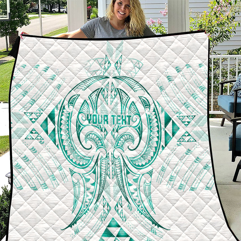 Maori Rugby Custom Ngaru Mangopare Quilt Karikiorangi Taniwha Motif LT9 Turquoise - Polynesian Pride
