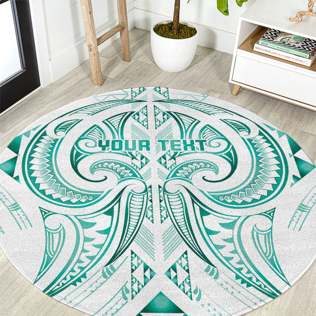 Maori Rugby Custom Ngaru Mangopare Round Carpet Karikiorangi Taniwha Motif LT9 Turquoise - Polynesian Pride