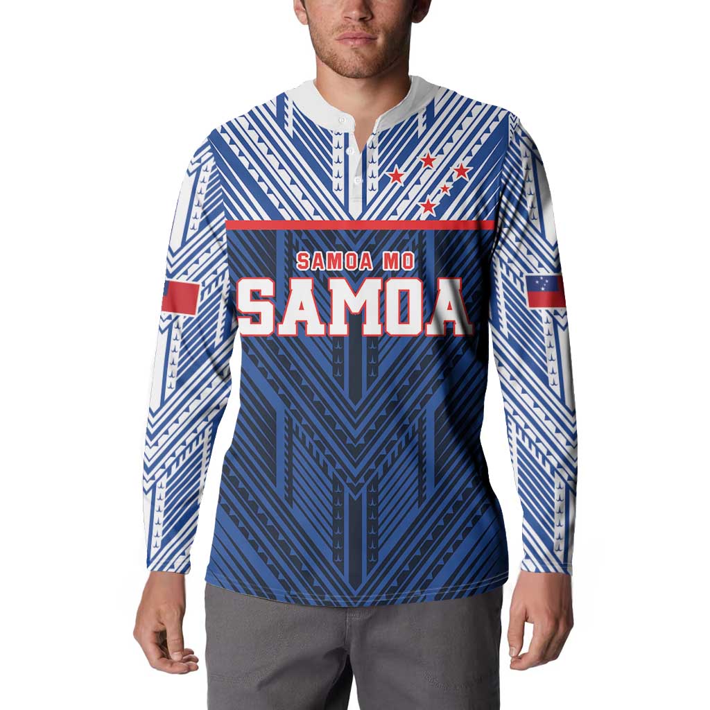Custom Rugby Toa Samoa Button Sweatshirt Samoa mo Samoa Island Warrior Pride - Polynesian Pride
