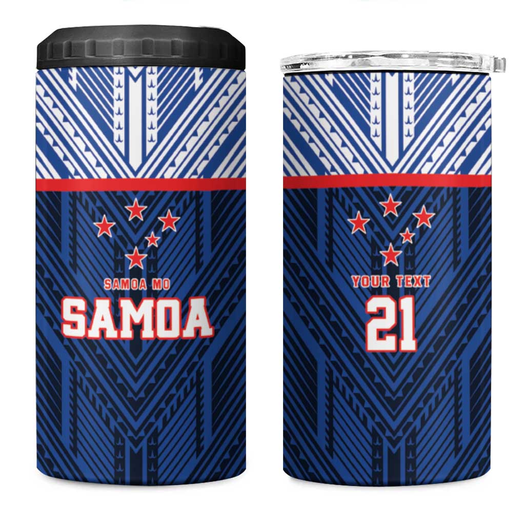 Custom Rugby Toa Samoa 4 in 1 Can Cooler Tumbler Samoa mo Samoa Island Warrior Pride - Polynesian Pride