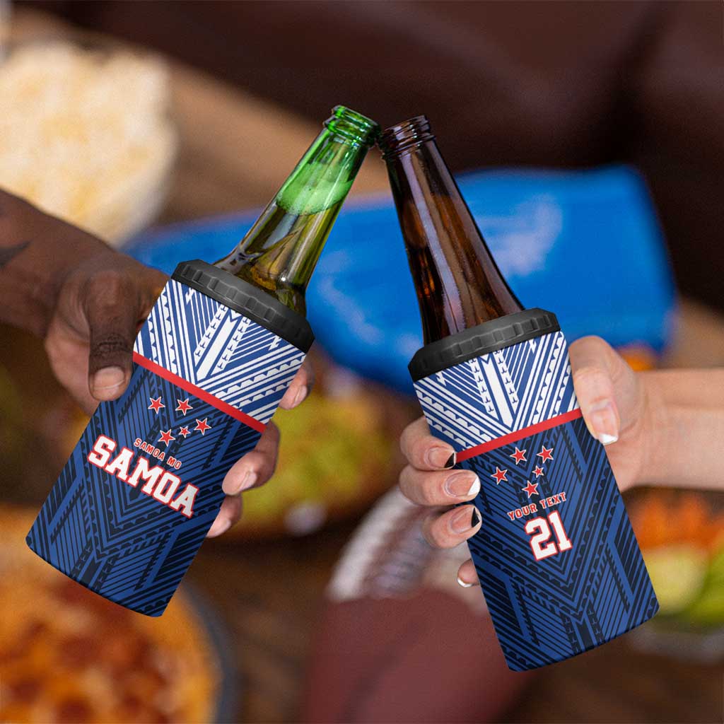 Custom Rugby Toa Samoa 4 in 1 Can Cooler Tumbler Samoa mo Samoa Island Warrior Pride - Polynesian Pride