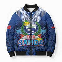 Custom Rugby Toa Samoa Bomber Puffer Jacket Samoa mo Samoa Strength in Tatau - Polynesian Pride