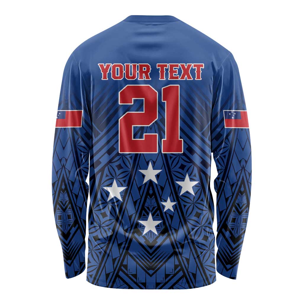Custom Rugby Toa Samoa Long Sleeve Shirt Samoa mo Samoa Strength in Tatau - Polynesian Pride