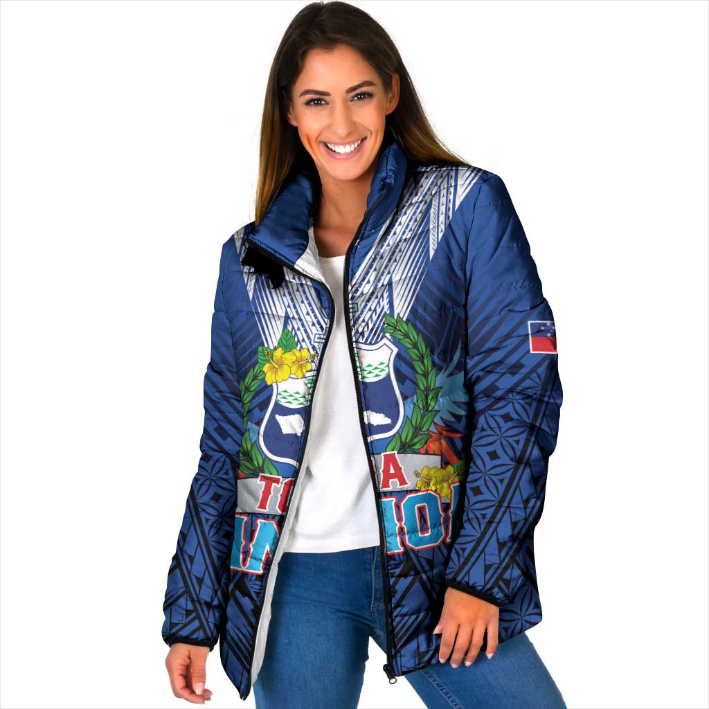 Custom Rugby Toa Samoa Padded Jacket Samoa mo Samoa Strength in Tatau - Polynesian Pride