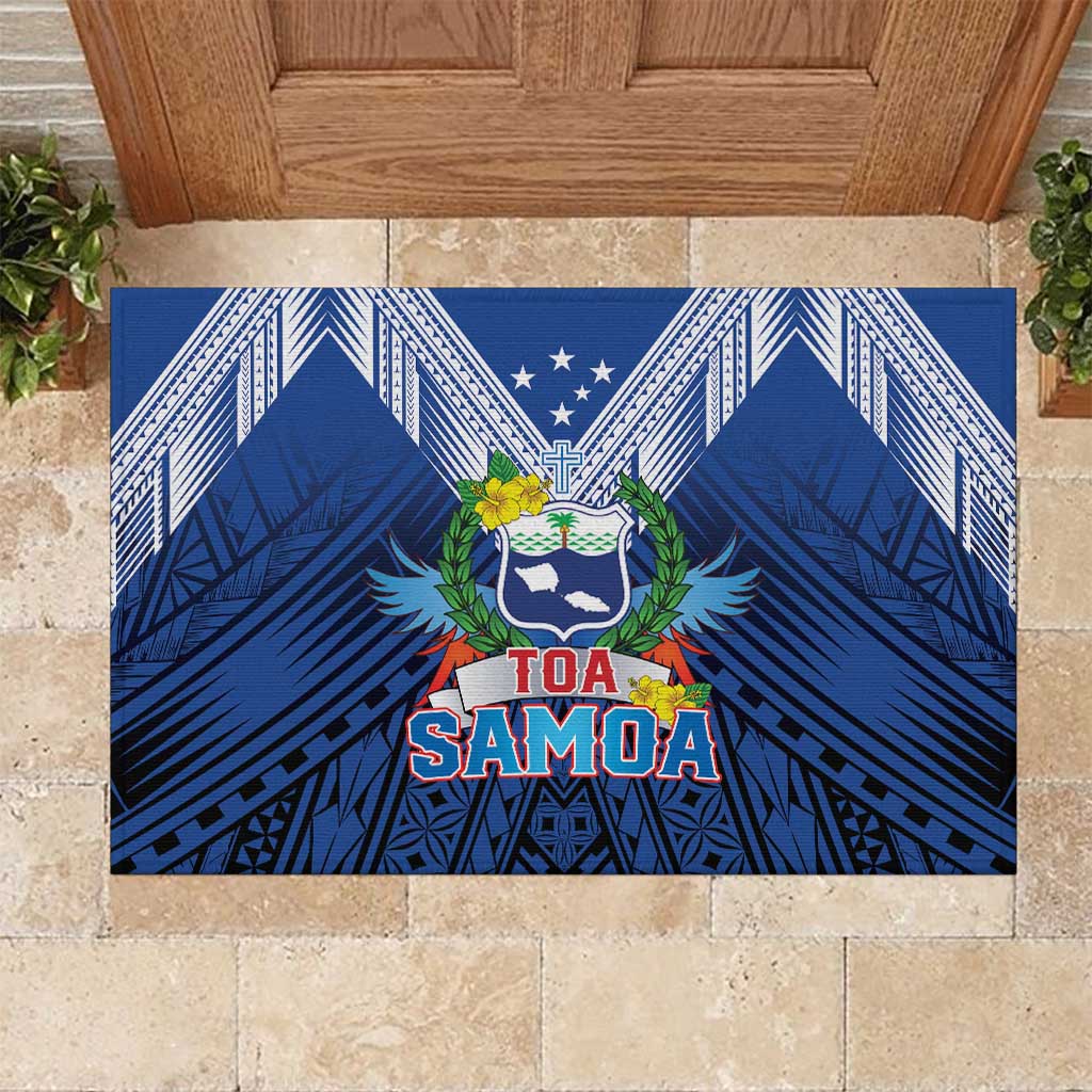 Rugby Toa Samoa Rubber Doormat Samoa mo Samoa Strength in Tatau - Polynesian Pride