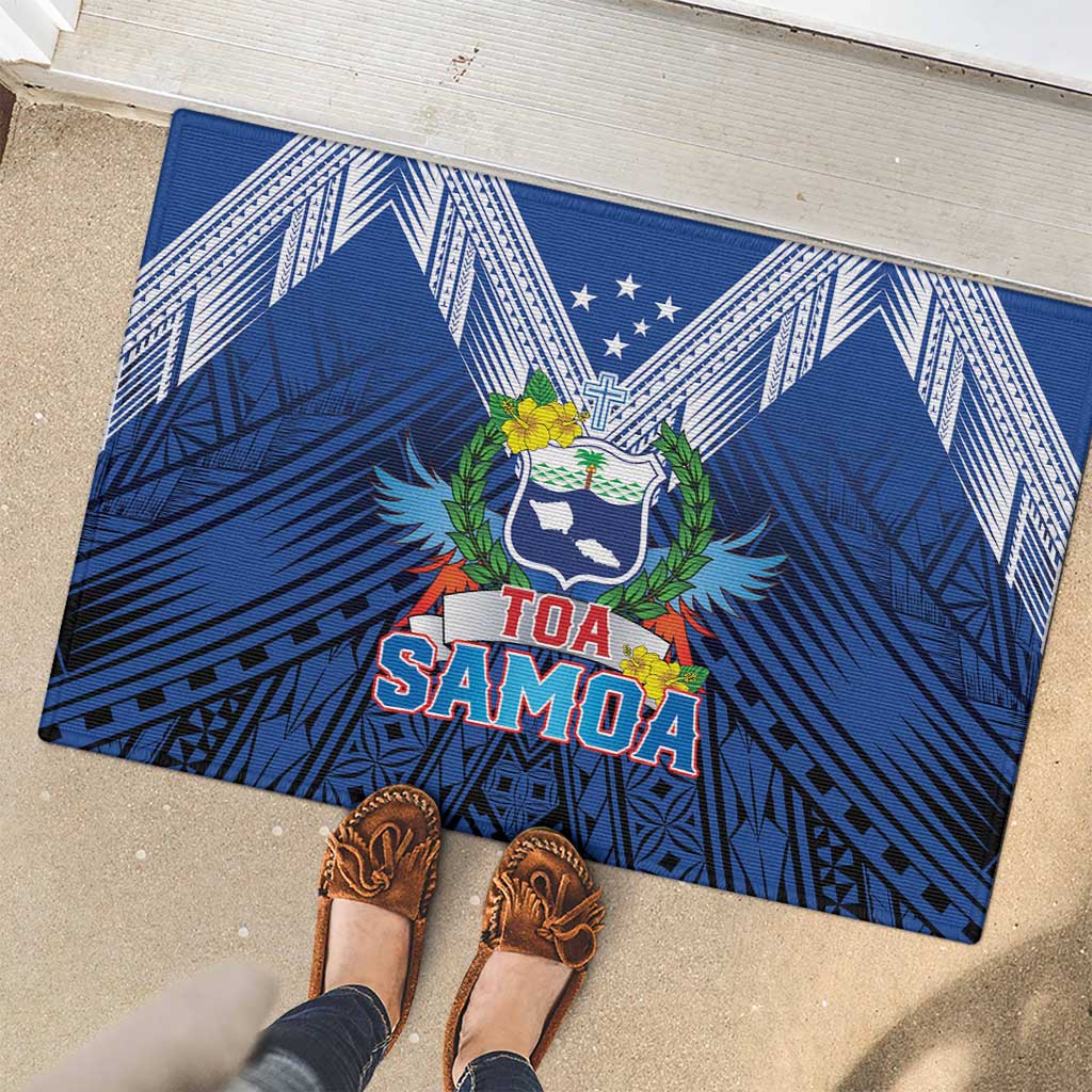 Rugby Toa Samoa Rubber Doormat Samoa mo Samoa Strength in Tatau - Polynesian Pride