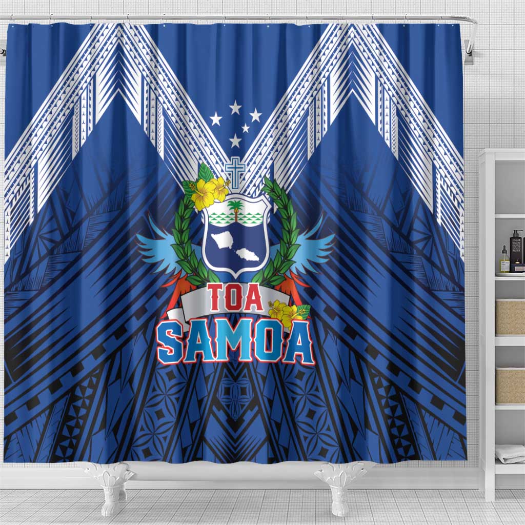 Rugby Toa Samoa Shower Curtain Samoa mo Samoa Strength in Tatau - Polynesian Pride